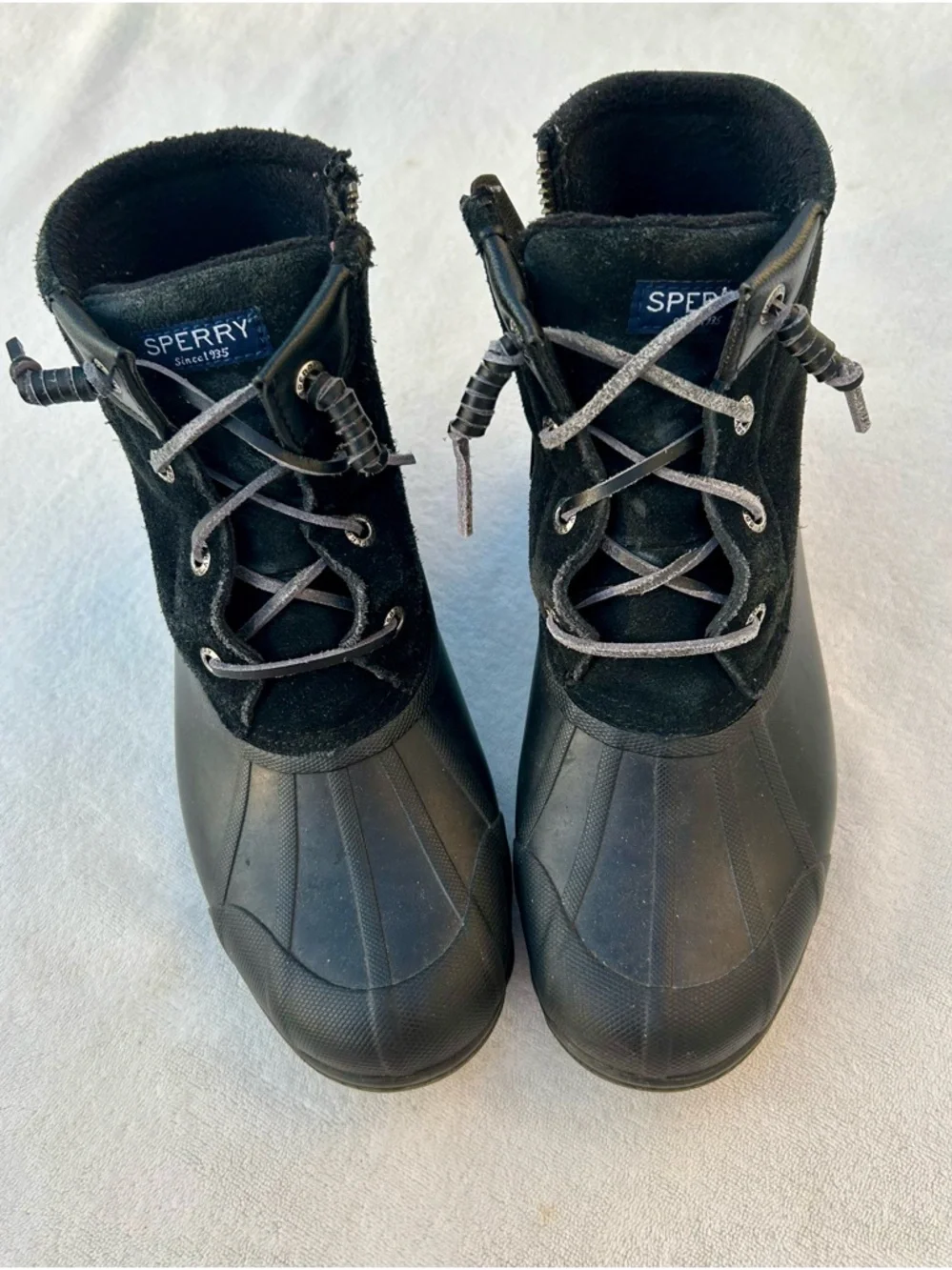 Sperry Syren Gulf Duck Boot Women Size 6.5 Side Zip Waterproof Black
